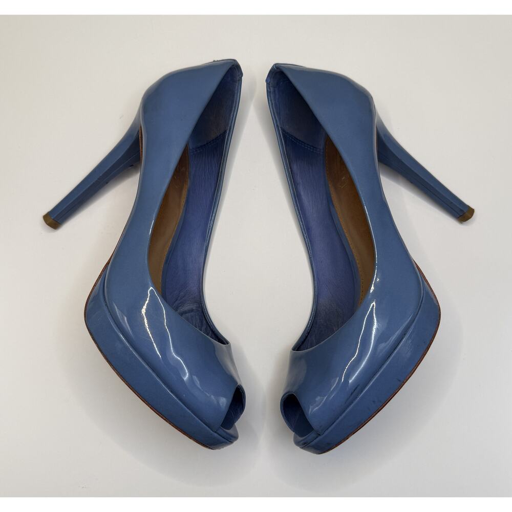 Coach Selma patent leather peep toe pumps in a blue color Sz 6.5 - Picture 8 of 10
